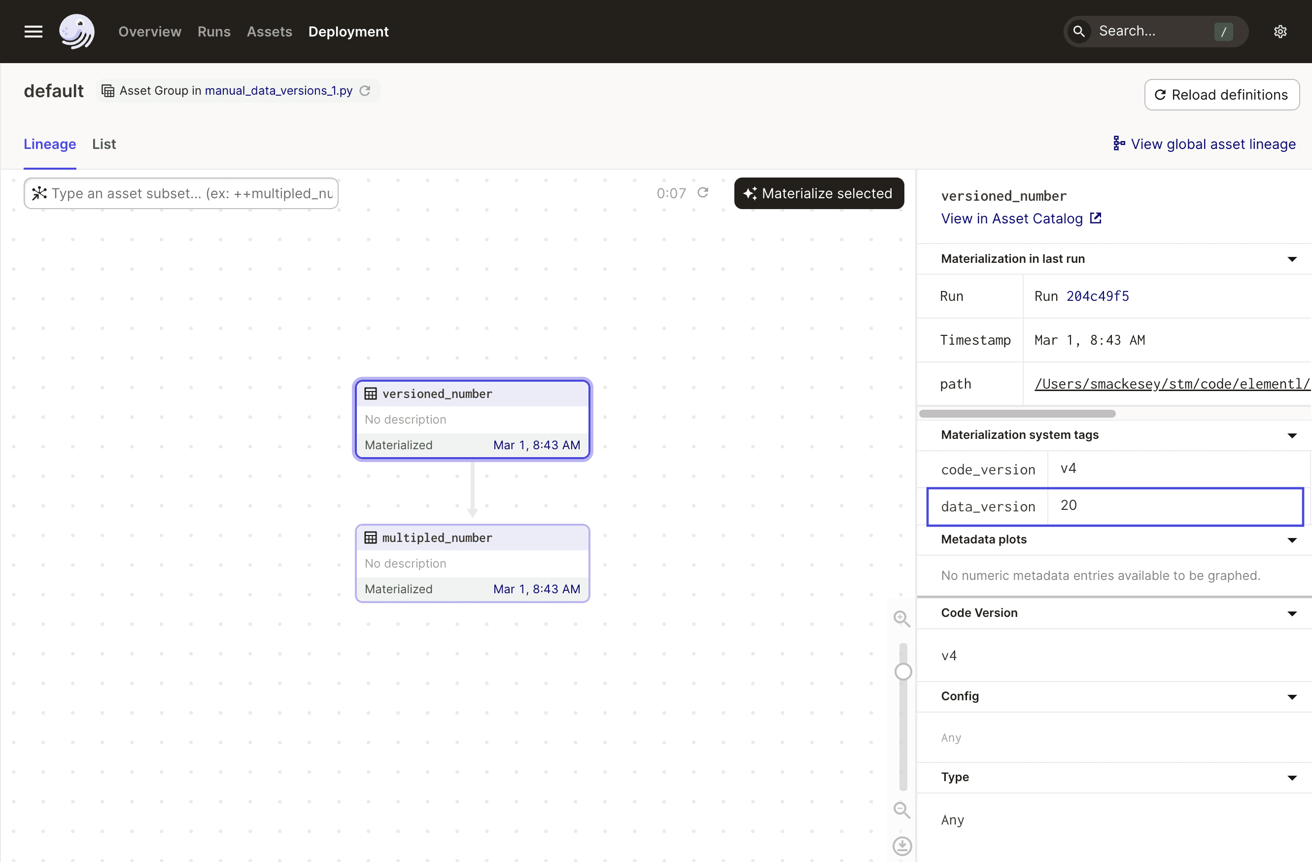 Manual data versions 1